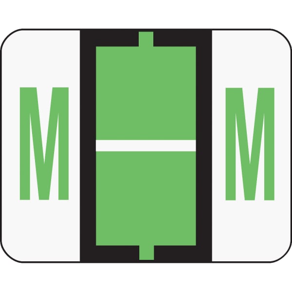 Smead BCCR Bar-Style Permanent Alphabetical Labels, M, Light Green, Roll Of 500