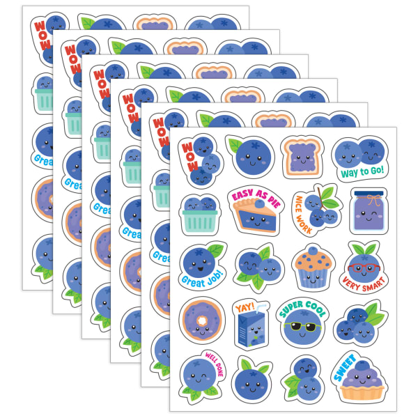 Teacher Created Resources Smelly Stickers, Blueberry, 120 Per Pack, Set Of 6 Packs