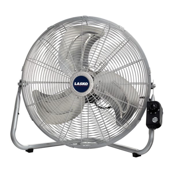 Lasko Portable Fan - 20in Fan Diameter - 3 Speed - Energy Efficient, Pivoting Head - 22in Height x 22in Width - Rubber, Steel - Silver