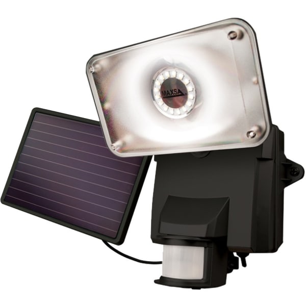 Maxsa Motion-Activated Solar Security Floodlight - LED Bulb - Black - 878 lm Lumens - Surface Mount - for Driveway, Deck, Yard, Porch, Swimming Pool, Shed, Business Center, Pathway, Garden, Entryway, Outdoor