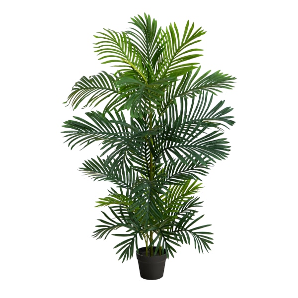 Nearly Natural Areca Palm 48inH Artificial Plant With Planter, 48inH x 16inW x 16inD, Green/Black
