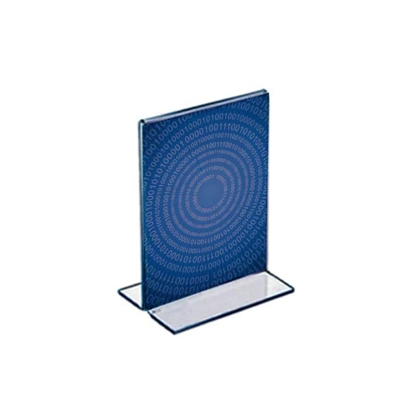 Azar Displays Double-Foot Acrylic Sign Holders, 5in x 4in, Clear, Pack Of 10