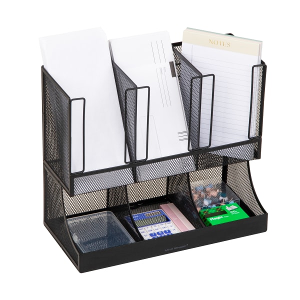 Mind Reader 2 Tier 6 Compartment Coffee Cup and Condiment Organizer, 11-1/4inH x 6-129/20inW x 13inD, Black