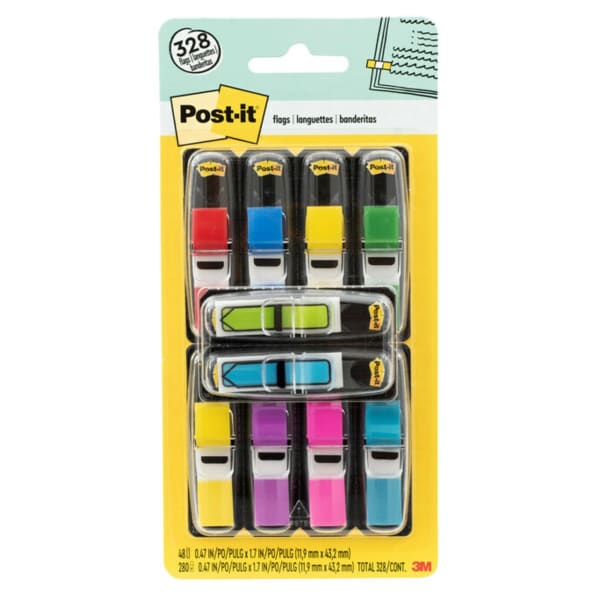 Post-it Flags, .47 in. x 1.7 in., 8 Dispensers, 35 Flags Per Dispenser, Assorted Colors, Back to School Supplies for Students, Flags for Textbooks and Notebooks