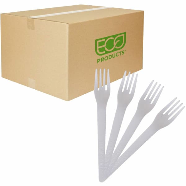 Eco-Products 6in Plantware High-heat Forks - 1 Piece(s) - Fork - 1 x Fork - Disposable - Pearl White - 50 Pack - 20 / Carton