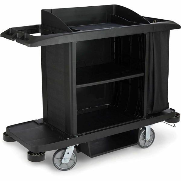 Rubbermaid Commercial Executive Full Size Housekeeping Cart - Traditional, Black - Plastic - 60in Length x 22in Width x 50in Height - Black