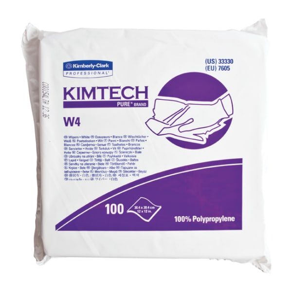 KIMTECH W4 Dry Cleanroom Wipes - For Multipurpose, Industry - Anti-static, Lint-free, Absorbent, Disposable - Polypropylene - White - 100Pack - 5 / Carton