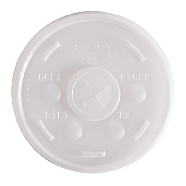 Dart Plastic Cold Cup Lids, Fits 10 oz Cold Cups, Translucent, 100/Pack, 10 Packs/Carton