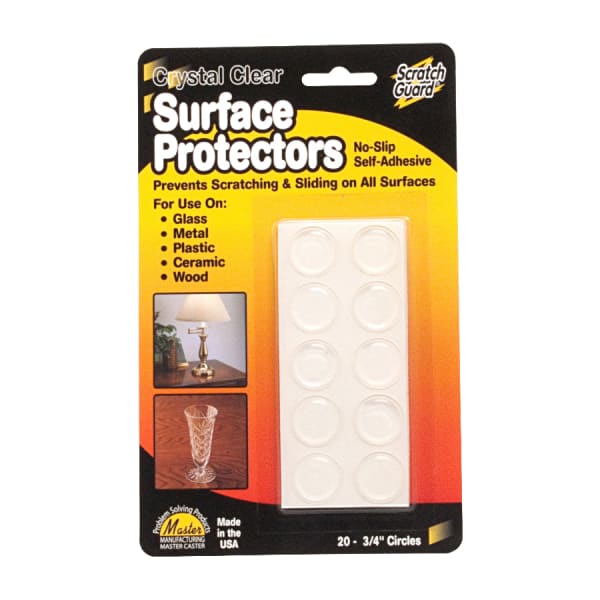 Master Caster Scratch Guard Surface Protectors, 3/4in Diameter Circles, Clear, Pack Of 20