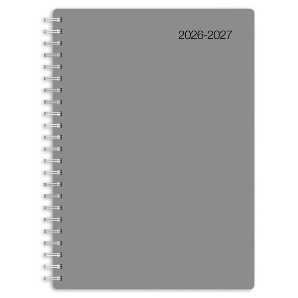 2026-2027 Office Depot Brand Weekly/Monthly Academic Planner, 5in x 8in, 30% Recycled, Gray, July 2026 To June 2027