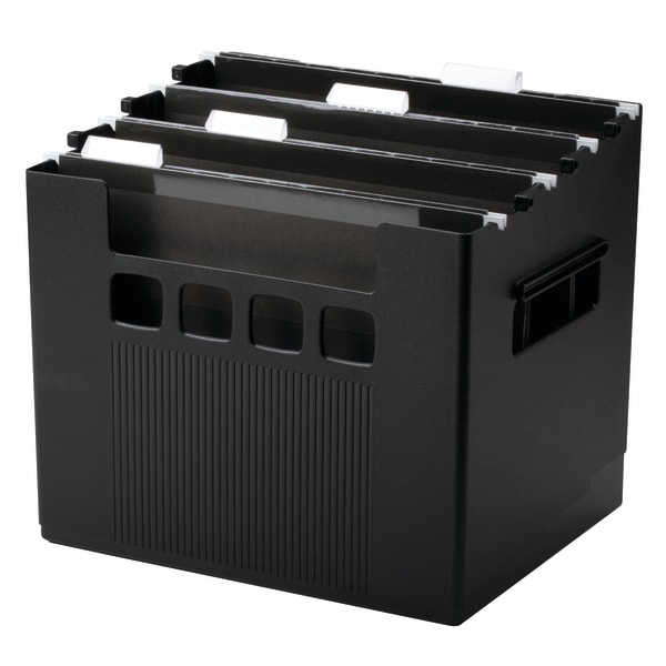 Pendaflex Super Decoflex 4-Storage File Folders, 11in x 12 3/4in x 10in, Black