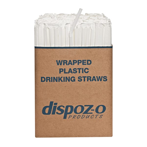 D&W Dispoz-o 7-3/4in Straws - 7.8in Length - Polypropylene - 1600 / Carton - Translucent