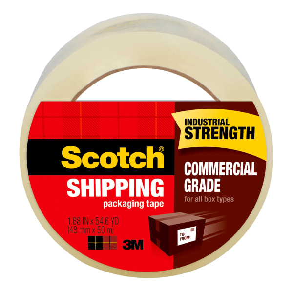 Scotch Commercial Grade Shipping Packing Tape, 1 Tape Roll, 1 7/8 in x 54.6 yd, 1in Core, Designed for Packing, Shipping and Mailing, Guaranteed to Stay Sealed, Clear