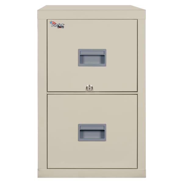 FireKing Patriot 25inD Vertical 2-Drawer Fireproof File Cabinet, Metal, Parchment, White Glove Delivery