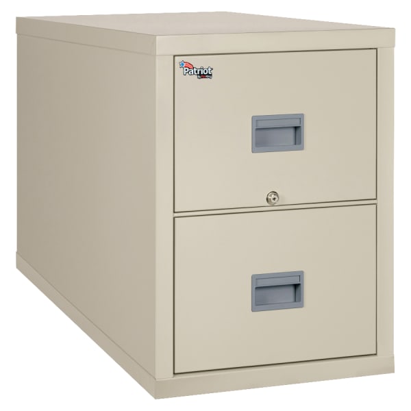 FireKing Patriot 31-5/8inD Vertical 2-Drawer Fireproof File Cabinet, Metal, Parchment, White Glove Delivery