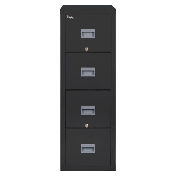 FireKing Patriot 31-5/8inD Vertical 4-Drawer Fireproof File Cabinet, Metal, Black, White Glove Delivery