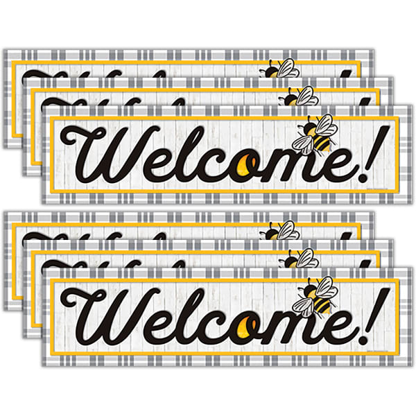 Eureka Welcome Horizontal Banners, 45in x 12in, The Hive, Bundle Of 6 Banners