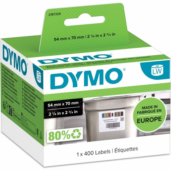 Dymo LabelWriter Stock Rotation Labels - 2 1/8in Width x 2 3/4in Length - Laser - White - Paper - 400 / Roll - Durable - 400 / Roll