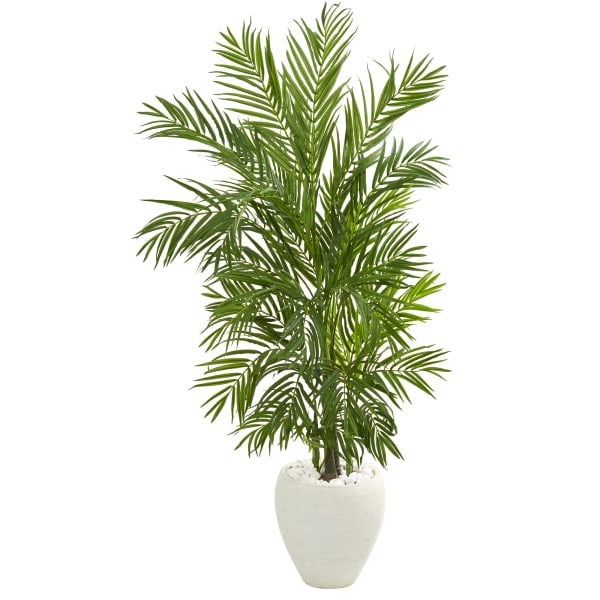 Nearly Natural Areca Palm 60inH Artificial Tree With Planter, 60inH x 31inW x 25inD, Green