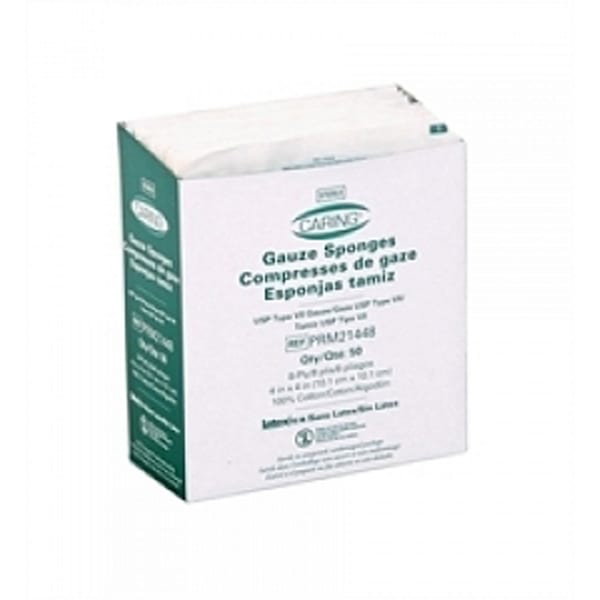 Medline Caring Sterile Woven Gauze Sponges, 8-Ply, 4in x 4in, Case Of 24