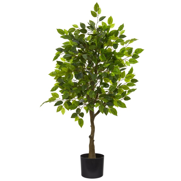 Nearly Natural 39inH Ficus Artificial Tree, 39inH x 12inW x 12inD, Black/Green