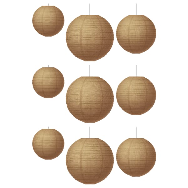 Teacher Created Resources Paper Lanterns, Burlap Brown, 3 Lanterns Per Pack, Set Of 3 Packs