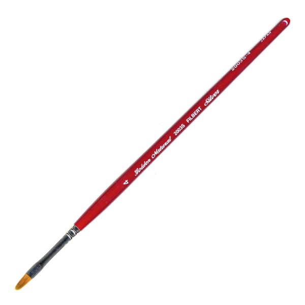 Silver Brush Golden Natural Series Paint Brush 2003S, Size 4, Filbert, Natural and Synthetic Blend, Red