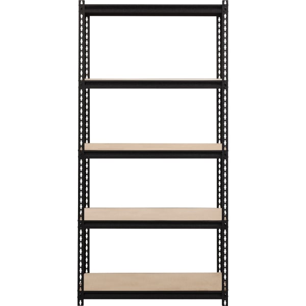 Lorell Iron Horse 2300 lb Capacity Riveted Shelving - 5 Shelf(ves) - 72in Height x 36in Width x 18in Depth - 30% Recycled - Black - Steel, Particleboard - 1 Each