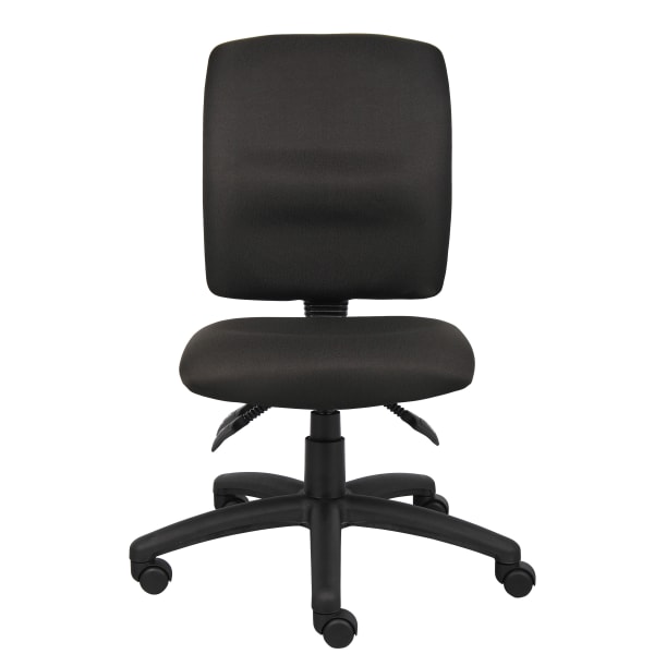 Boss Office Products Multi-Function Ergonomic Fabric High-Back Task Chair, Black