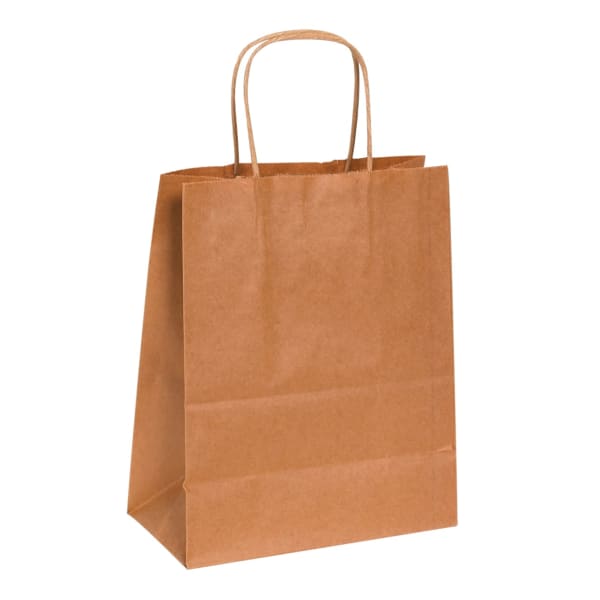 Partners Brand Paper Shopping Bags, 10 1/4inH x 8inW x 4 1/2inD, Kraft, Case Of 250