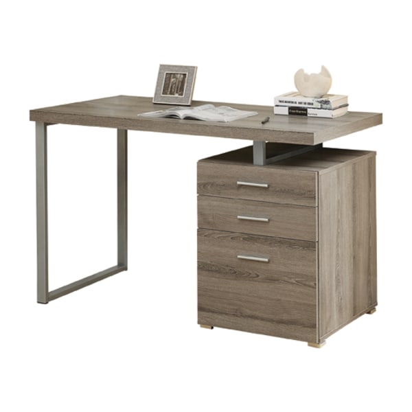 Monarch Specialties 48inW Floating Top Computer Desk With 3 Drawers, Dark Taupe