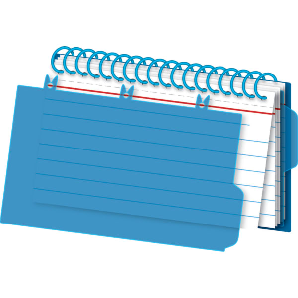 Office Depot Brand Viewfront Spiral Index Cards With Polypropylene Cover, 3in x 5in Cards, Assorted Colors, 50 Bound Cards