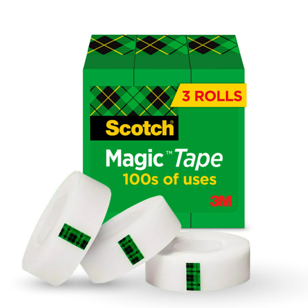Scotch Magic Tape, Invisible, 3 Tape Rolls, 3/4 in x 1000 in, Home Office Supplies and School Supplies for College and Classrooms
