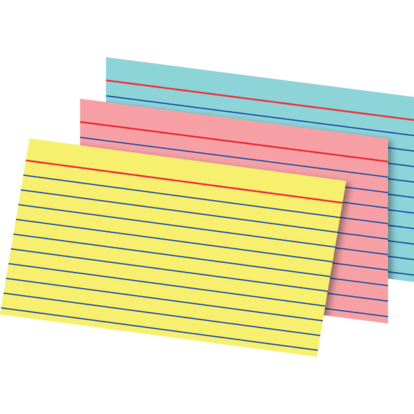 Office Depot Brand Index Cards And Tray Set, 3in x 5in, Assorted Colors, Pack Of 180 Cards