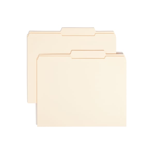 Smead Guide 2/5-Cut File Folders, Letter Size (8 1/2in x 11in), Manila, Box Of 100