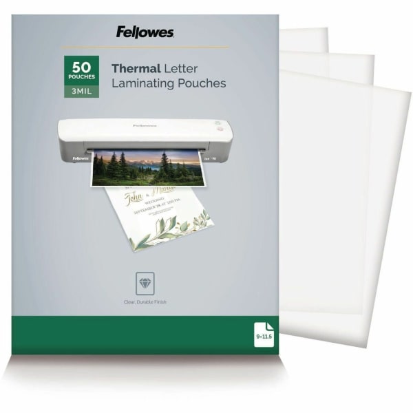 Fellowes Thermal Laminating Pouches 8-1/2in x 11in, Clear, Pack of 50