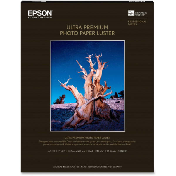Epson Ultra Premium Photo Paper, 17in x 22in, Ream Of 25 Sheets