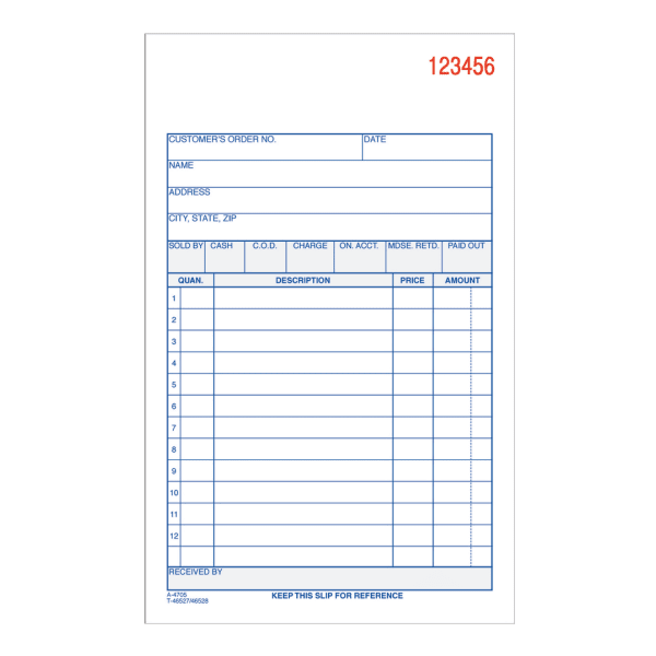 Adams Carbonless 3-Part Sales Book, 4 3/16in x 7 3/16in, Pack Of 50 Sets