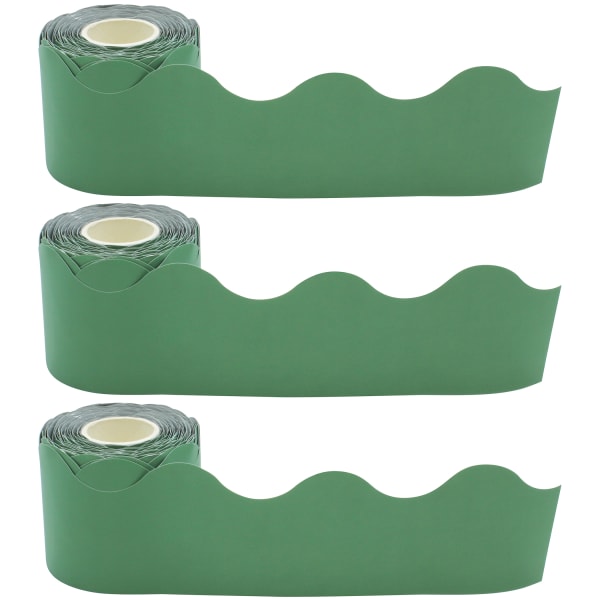 Teacher Created Resources Scalloped Border Trim, Eucalyptus Green, 50ft Per Roll, Pack Of 3 Rolls