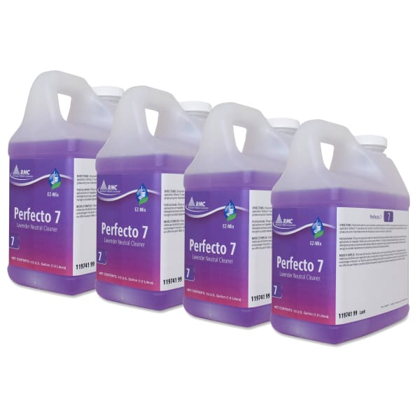 RMC Perfecto 7 Lavendar Cleaner - For Wall, Floor, Chrome, Porcelain, Stainless Steel - Concentrate - 64.2 fl oz (2 quart) - Lavender Scent - Purple - 4 / Carton