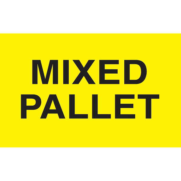 Preprinted Special Handling Labels, DL2481, "Mixed Pallet", 5in x 3in, Bright Yellow, Roll Of 500