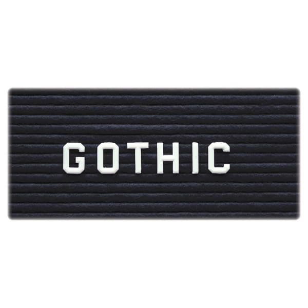 Ghent 3/4in Gothic Letters - 0.75in Height - White - Plastic - 1 Each