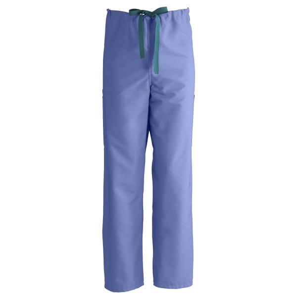 Medline ComfortEase Unisex Regular Non-Reversible Drawstring Cargo Scrub Pants, 3X, Ceil Blue