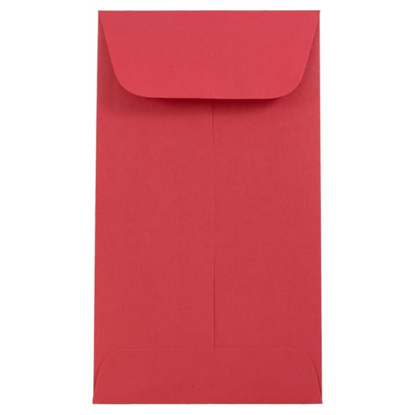 JAM Paper Coin Envelopes, #6, Gummed Seal, 30% Recycled, Red, Pack Of 50 Envelopes