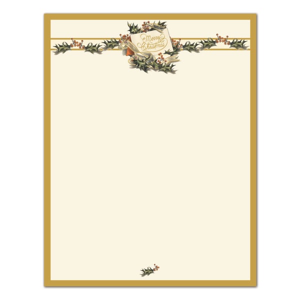 Great Papers! Holiday-Themed Letterhead Paper, 8 1/2in x 11in, Vintage Christmas Holly, Pack Of 80