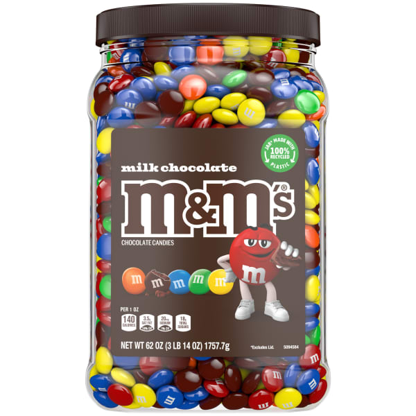 M&Ms Milk Chocolate Candies Jar, 62 Oz