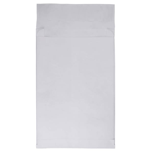 JAM Paper Tyvek Open-End 13inH x 10inW x 2inD Envelopes, Peal & Seal Closure, White, Pack Of 100 Envelopes