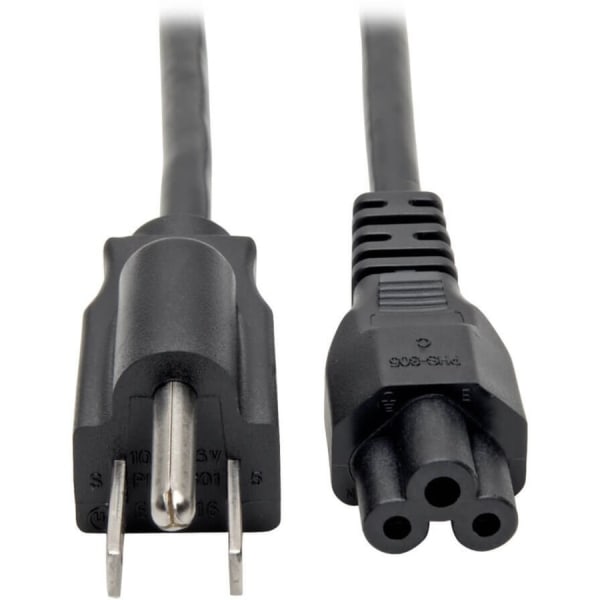 Eaton Tripp Lite Series 3-Slot Power Cord, NEMA 5-15P to C5 - Laptop/Notebook, 10A, 125V, 18 AWG, 10 ft. (3.05 m), Black - Power cable - IEC 60320 C5 to NEMA 5-15P (M) - AC 110 V - 10 ft - black