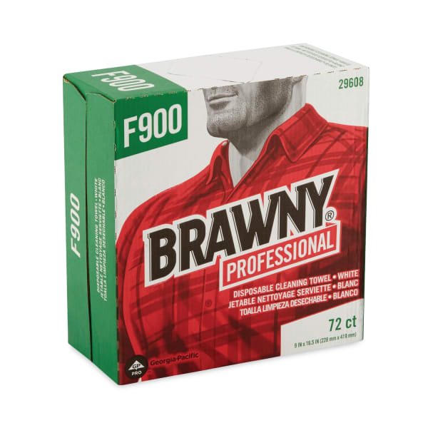 Brawny Professional by GP PRO FLAX 900 Heavy-Duty 1-Ply Wipers, 9in x 16in, White, Box Of 72