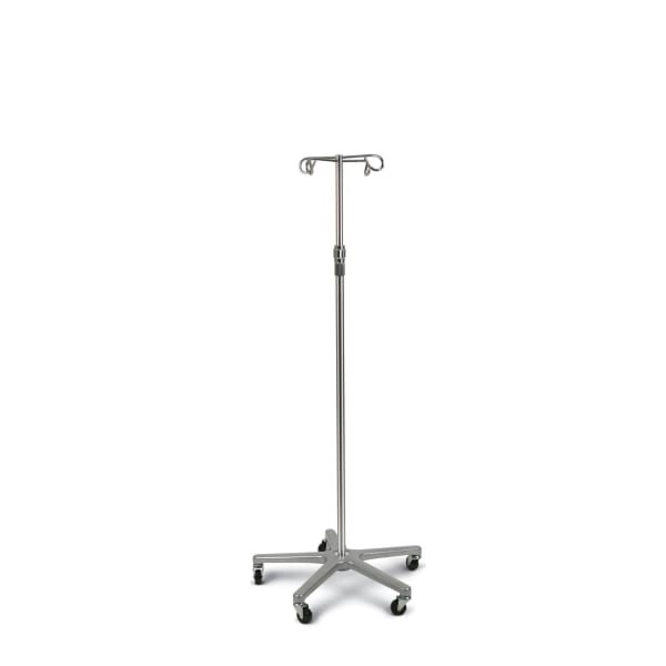 Medline Aluminum Deluxe 5-Leg IV Poles, Chrome, Case Of 2